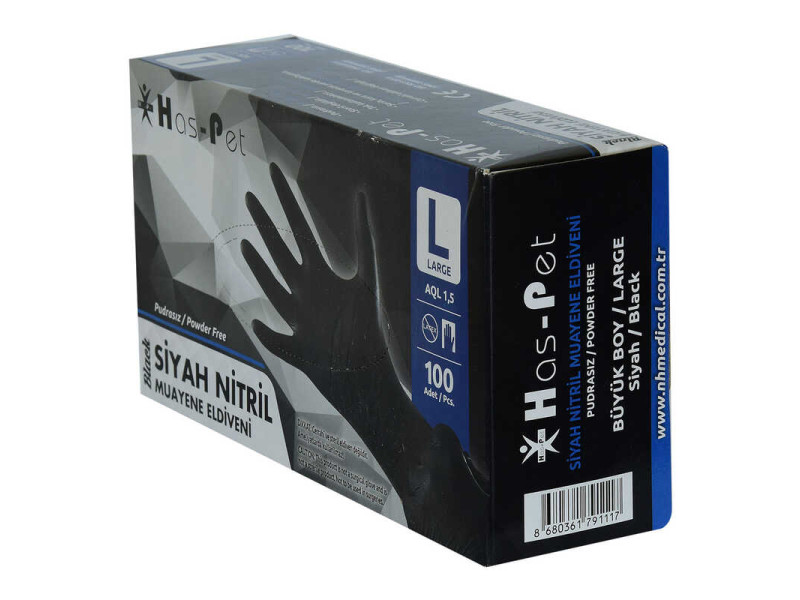 Pudrasız Siyah Nitril Eldiven Büyük Boy (L) 100 Lü Paket Pudrasız Siyah Nitril Eldiven Büyük Boy (L) 100 Lü Paket
